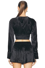 Alexander Wang V-neck Cropped Top in Black, view 3, click to view large image.