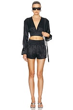 Alexander Wang V-neck Cropped Top in Black, view 4, click to view large image.