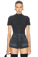 Alexander Wang Hotfix Crystal Mock Neck Tee in Charcoal | FWRD