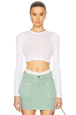 Alexander Wang Crystal Hotfix Cropped Long Sleeve Top in White | FWRD