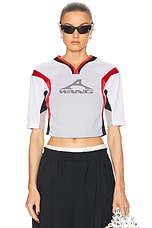 Alexander Wang Graphic Shrunken Combo Jersey Top in White