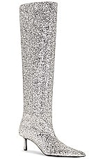 Alexander Wang Viola 65 Slouch Boot in Silver, view 2, click to view large image.