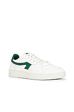 Axel Arigato Dice Stripe Sneaker in White & Green, view 2, click to view large image.