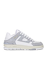 Axel Arigato Area Lo Sneaker in Grey & White, view 1, click to view large image.