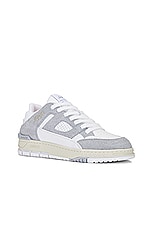 Axel Arigato Area Lo Sneaker in Grey & White, view 2, click to view large image.