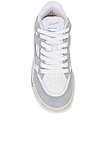 Axel Arigato Area Lo Sneaker in Grey & White, view 4, click to view large image.