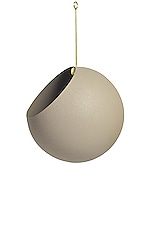 AYTM Globe Large Hanging Flowerpot in Taupe & Gold, view 1, click to view large image.