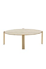 AYTM Tribus Oval Coffee Table in Gold & Travertine, view 1, click to view large image.