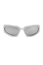 Balenciaga Swift Oval 0157S in Silver, view 1, click to view large image.