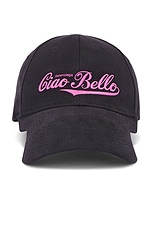 Balenciaga Ciao Bello Cap in Wash Black & Pink, view 1, click to view large image.