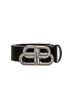 Balenciaga BB L Belt 35 in Black, view 3, click to view large image.