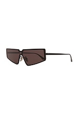 Balenciaga Shield 2.0 Rectangle Sunglasses in Shiny Black, view 2, click to view large image.