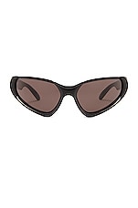 Balenciaga Xpander Rectangle Sunglasses in Shiny Black, view 1, click to view large image.