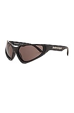 Balenciaga Xpander Rectangle Sunglasses in Shiny Black, view 2, click to view large image.