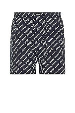 Balenciaga Logomania Pyjama Shorts in Marine & Dirty White, view 1, click to view large image.