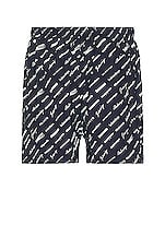 Balenciaga Logomania Pyjama Shorts in Marine & Dirty White, view 2, click to view large image.