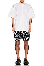 Balenciaga Logomania Pyjama Shorts in Marine & Dirty White, view 5, click to view large image.