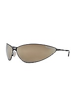 Balenciaga Razor Sunglasses in Matte Black, view 2, click to view large image.
