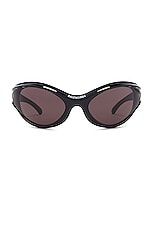 Balenciaga Dynamo Sunglasses in Shiny Black, view 1, click to view large image.