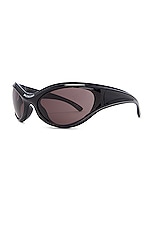 Balenciaga Dynamo Sunglasses in Shiny Black, view 2, click to view large image.