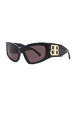 Balenciaga Bossy Sunglasses in Shiny Black, view 2, click to view large image.