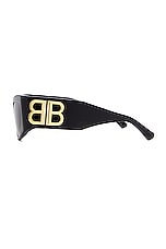 Balenciaga Bossy Sunglasses in Shiny Black, view 3, click to view large image.