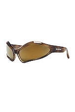 Balenciaga Fennec Sunglasses in Shiny Classic Horn, view 2, click to view large image.