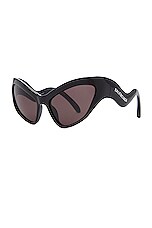 Balenciaga Hamptons Sunglasses in Shiny Black, view 2, click to view large image.