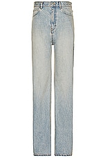 Balenciaga Flared Denim Jean in Light Indigo & Madder, view 1, click to view large image.