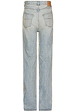 Balenciaga Flared Denim Jean in Light Indigo & Madder, view 2, click to view large image.