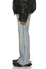 Balenciaga Flared Denim Jean in Light Indigo & Madder, view 4, click to view large image.