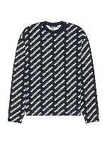 Balenciaga All Over Sweater in Navy & White, view 1, click to view large image.