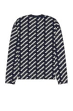 Balenciaga All Over Sweater in Navy & White, view 2, click to view large image.