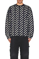 Balenciaga All Over Sweater in Navy & White, view 3, click to view large image.