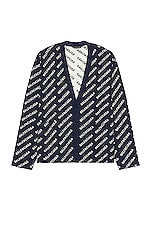 Balenciaga All Over Cardigan in Navy & White, view 1, click to view large image.