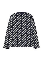 Balenciaga All Over Cardigan in Navy & White, view 2, click to view large image.