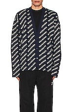 Balenciaga All Over Cardigan in Navy & White, view 3, click to view large image.