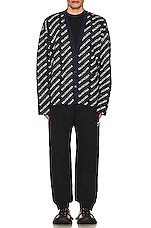 Balenciaga All Over Cardigan in Navy & White, view 4, click to view large image.