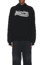 Balenciaga Large Fit Hoodie in Black, Silver, & White, view 3, click to view large image.