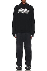 Balenciaga Large Fit Hoodie in Black, Silver, & White, view 4, click to view large image.