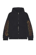 Balenciaga Medium Zip Up Hoodie in Faded Black & Red, view 2, click to view large image.