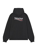 Balenciaga Large Fit Hoodie in Dark Heather Grey & White, view 1, click to view large image.