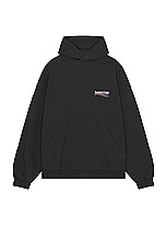 Balenciaga Large Fit Hoodie in Dark Heather Grey & White, view 2, click to view large image.