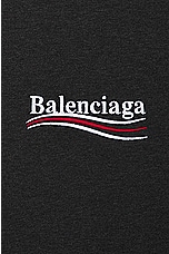 Balenciaga Large Fit Hoodie in Dark Heather Grey & White, view 3, click to view large image.