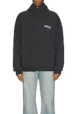 Balenciaga Large Fit Hoodie in Dark Heather Grey & White, view 4, click to view large image.