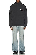 Balenciaga Large Fit Hoodie in Dark Heather Grey & White, view 5, click to view large image.