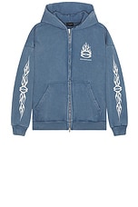 Balenciaga Zip-Up Hoodie in Washed Out Blue, view 1, click to view large image.