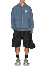Balenciaga Zip-Up Hoodie in Washed Out Blue, view 4, click to view large image.