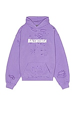 Balenciaga Destroyed Hoodie in Light Purple & White, view 1, click to view large image.
