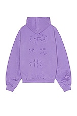 Balenciaga Destroyed Hoodie in Light Purple & White, view 2, click to view large image.